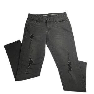 OLD Navy Boyfriend Skinny Jeans Distressed Leandra Black Womens Regular